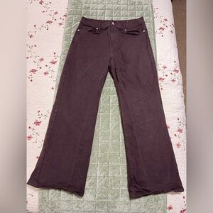 LOFT Wide Leg High Rise Dark Brown Denim Jeans. Women’s size 8/29 petite.